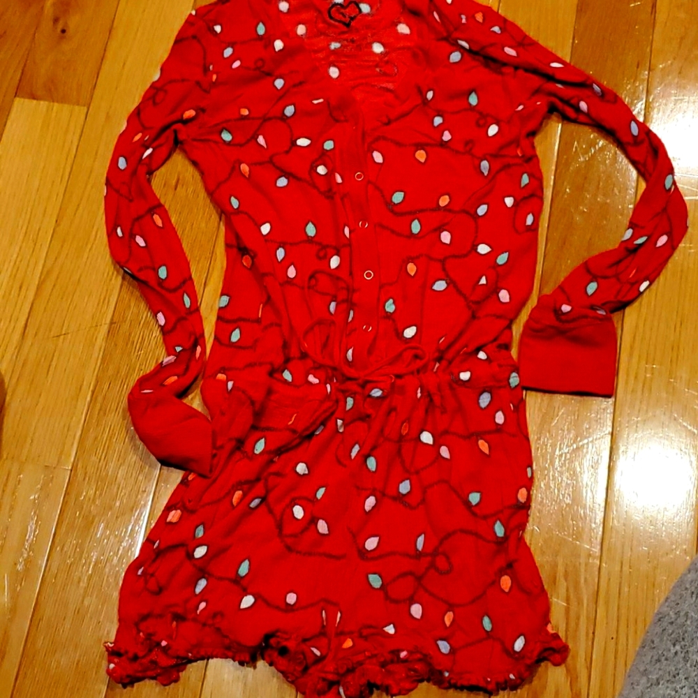 Snap Front Red PJ Shorts Onesie